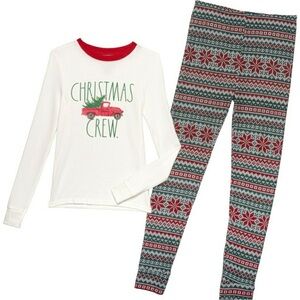 Rae Dunn | EUC Christmas Crew Kids Pajamas in White and Red Boy’s Size 2T